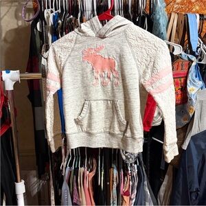 🦌✨ Abercrombie Kids | Hooded Shirt Hoodie | Size 7/8 | Cream & Pink